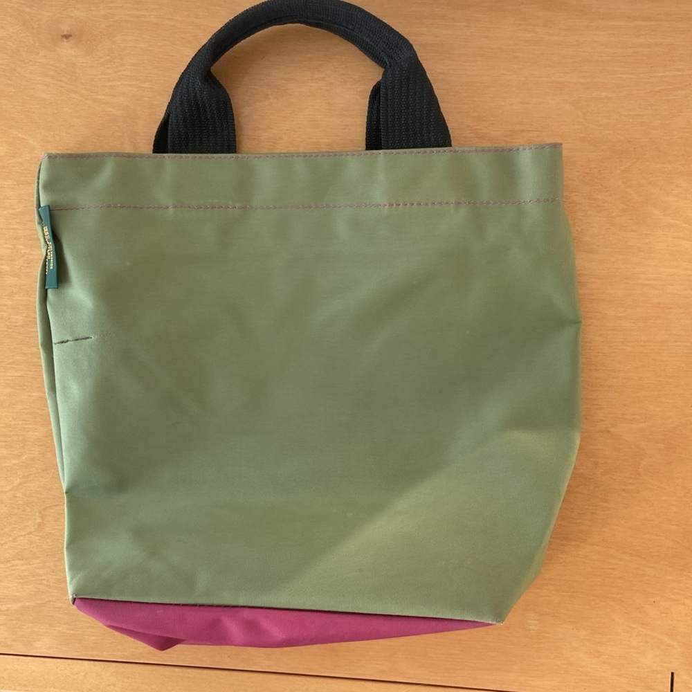Hervé Chapelier two-tone nylon sage green/dark small pink tote bag